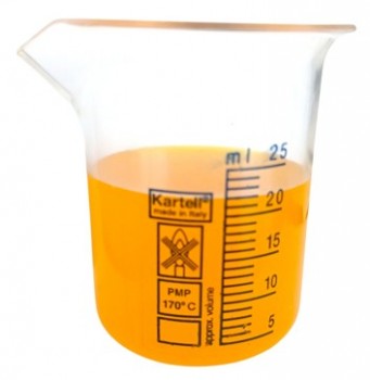Vaso PMP forma baja graduacion azul 25ml Kartell